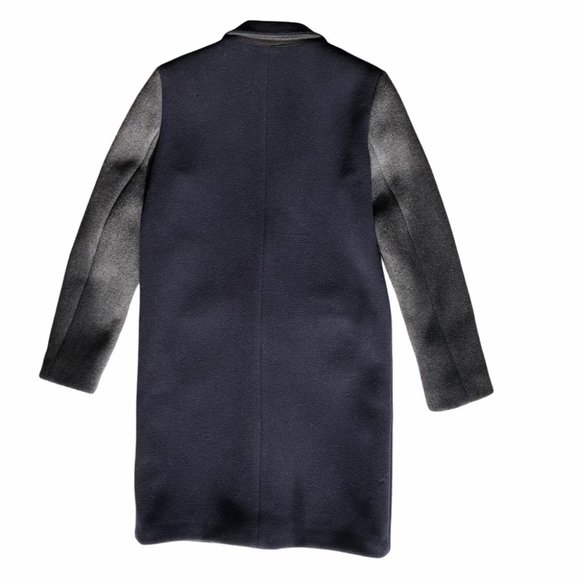 Sandro Paris Navy Colorblock Tailored Wool Coat 36 - Picture 8 of 15